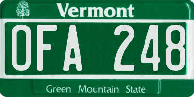 VT license plate OFA248