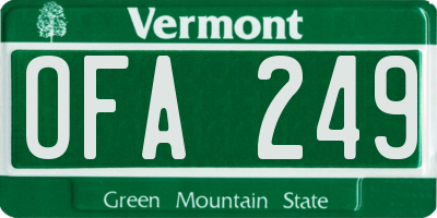 VT license plate OFA249