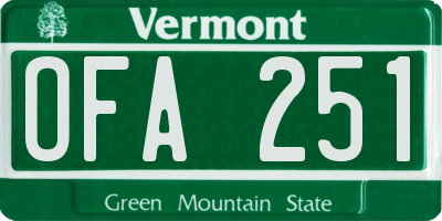 VT license plate OFA251