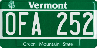 VT license plate OFA252