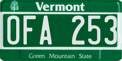 VT license plate OFA253