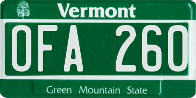 VT license plate OFA260