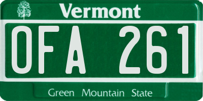 VT license plate OFA261