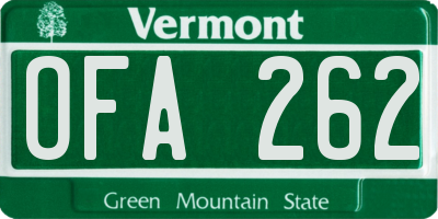 VT license plate OFA262