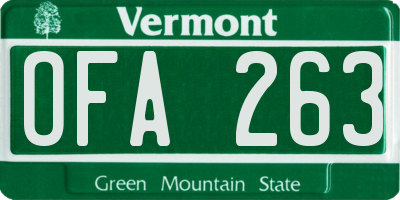 VT license plate OFA263
