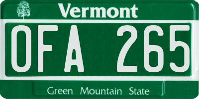 VT license plate OFA265