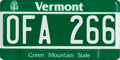 VT license plate OFA266