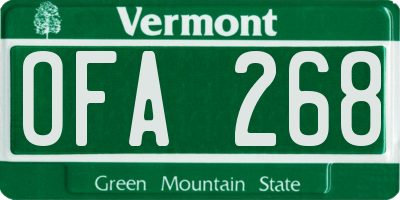 VT license plate OFA268