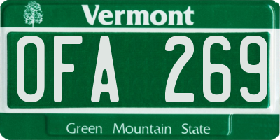VT license plate OFA269