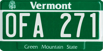 VT license plate OFA271