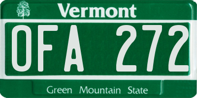 VT license plate OFA272