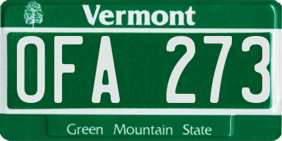 VT license plate OFA273