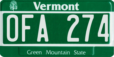 VT license plate OFA274