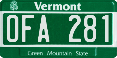 VT license plate OFA281