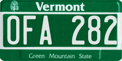 VT license plate OFA282