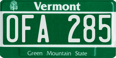 VT license plate OFA285
