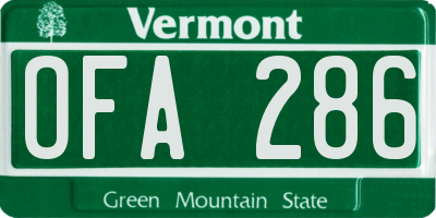 VT license plate OFA286