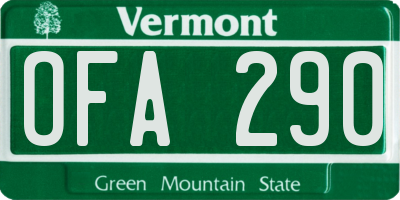 VT license plate OFA290