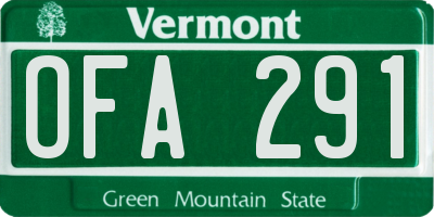 VT license plate OFA291