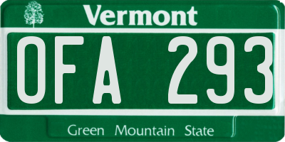 VT license plate OFA293
