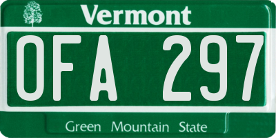 VT license plate OFA297