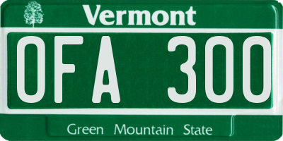 VT license plate OFA300