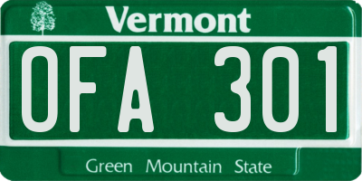 VT license plate OFA301