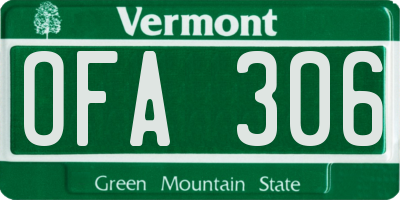 VT license plate OFA306