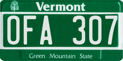 VT license plate OFA307