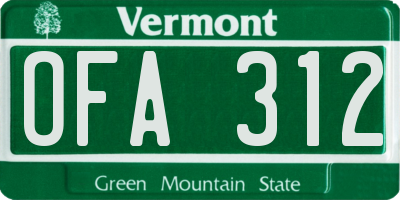 VT license plate OFA312