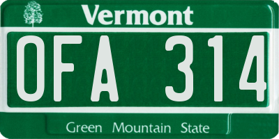 VT license plate OFA314
