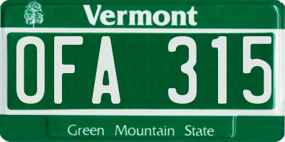 VT license plate OFA315