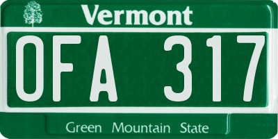 VT license plate OFA317