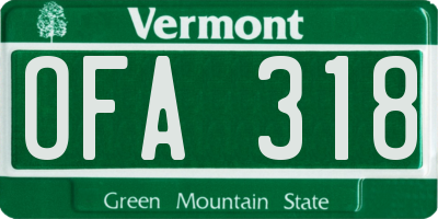 VT license plate OFA318