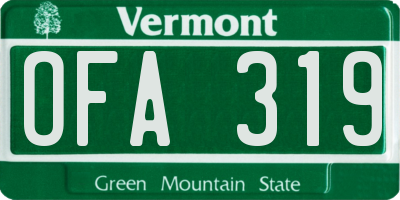 VT license plate OFA319