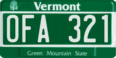 VT license plate OFA321