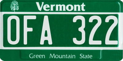 VT license plate OFA322