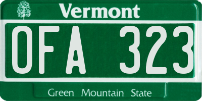 VT license plate OFA323