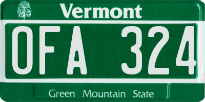 VT license plate OFA324