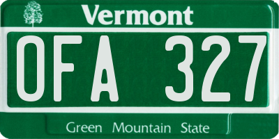 VT license plate OFA327