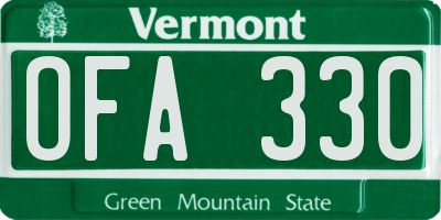 VT license plate OFA330
