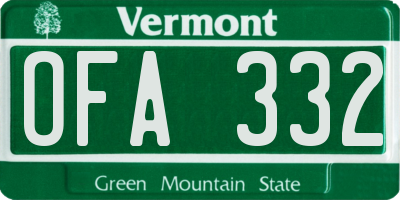 VT license plate OFA332