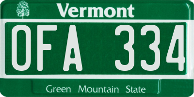 VT license plate OFA334