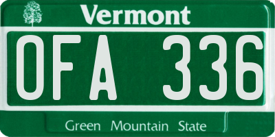 VT license plate OFA336