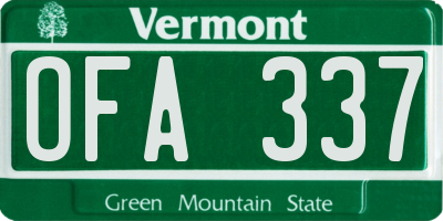 VT license plate OFA337