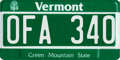 VT license plate OFA340