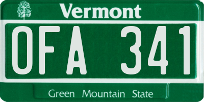 VT license plate OFA341