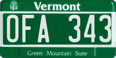 VT license plate OFA343