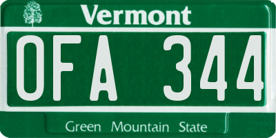 VT license plate OFA344