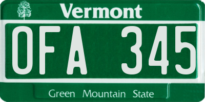 VT license plate OFA345
